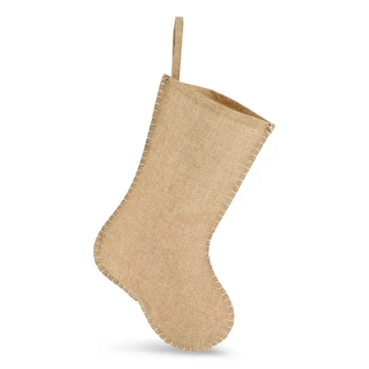 Jute-style Christmas stocking with decorative stitching 45cm - LT90275 (N0094)